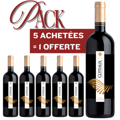 <span style="font-size: 15px; font-weight: bold;">PACK 5+1 OFFERT<br><span style="font-size: 14px; font-weight: bold;">Côteaux Rouge 2021 75cl</span>